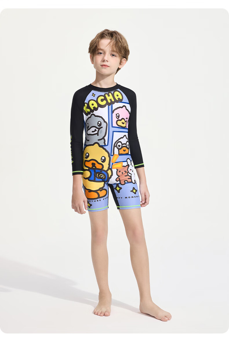 B.Duck Children's Boys Swim Trunks, Two-Piece Swimsuit for Hot Springs, Youth Separate Swimwear, Diving Beginner Equipment 3