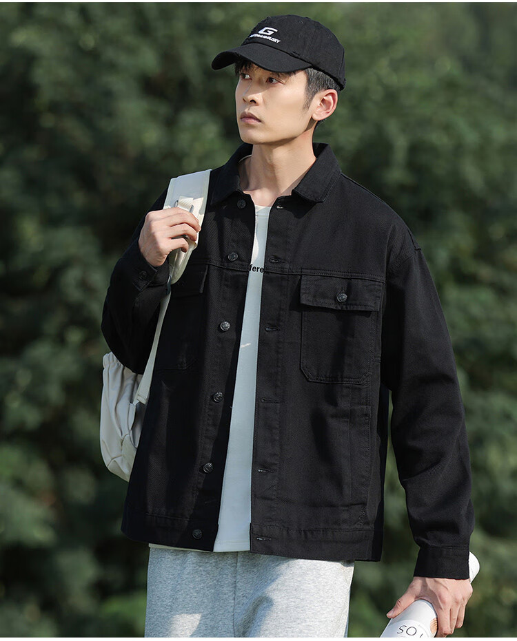 Zengzhi Japanese-Style Simple Denim Jacket for Men, Spring And Autumn 2026, Loose-Fitting Versatile Casual Lapel Men's Jacket for Teenagers 8