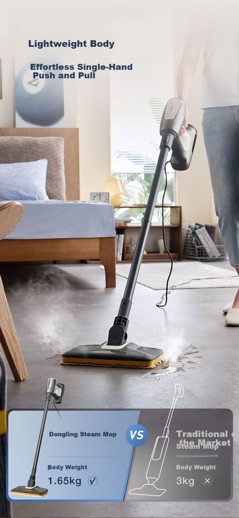 Donlim Steam Cleaner, Multi-Functional Steam Mop, High-Temperature Steam Sterilization And Mite Removal, Household Kitchen Mirror Cleaning, Fabric Sterilization And Mite Removal, High-Temperature Steam Mop DL-7006 9
