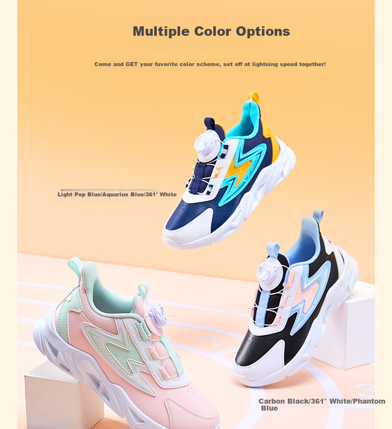 361° Children's Running Shoes, Autumn And Winter, for Boys And Girls Aged 3-14, Shock-Absorbing, Rotary Buckle, Leather Upper Sneakers, Black, Size 36 12
