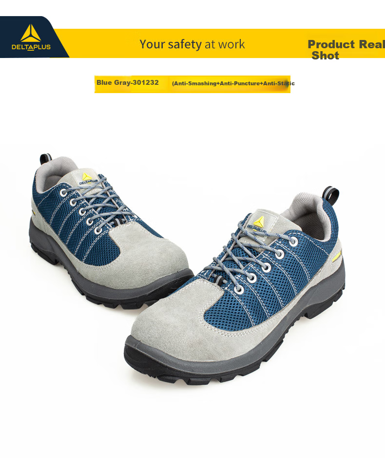 DELTA PLUS Rainbow Breathable Safety Shoes for Men, Steel Toe Cap Anti-Smashing Anti-Puncture Anti-Static Work Boots 301232 Black-Gray Size 43 18