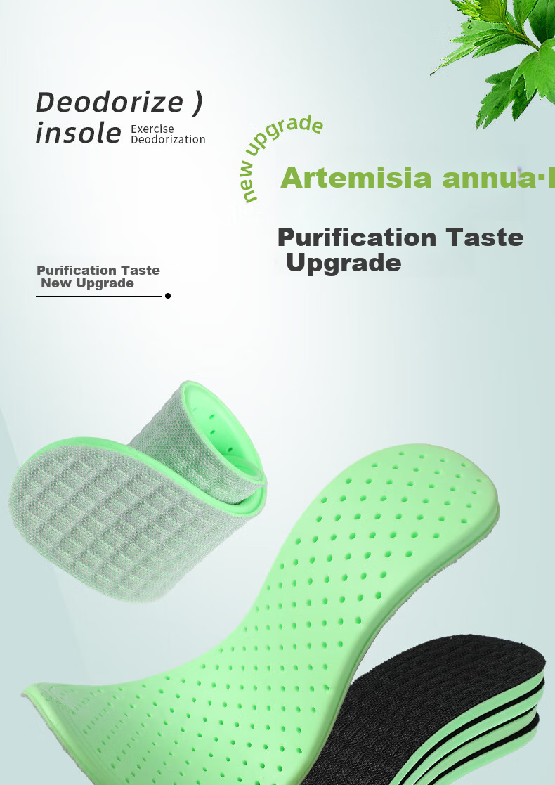 FOOTOPPO Odor-Resistant Insoles for Men, Soft And Elastic for Long-Standing, Summer Sports Shock-Absorbing, Sweat-Wicking Breathable Military Training Leather Shoes Insoles for Summer 1