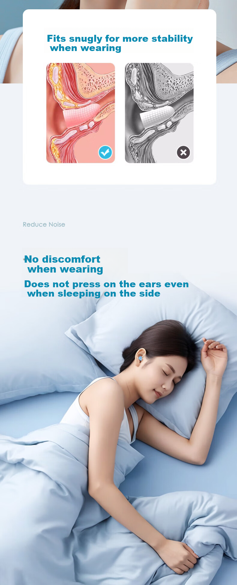 NXG Noise-Cancelling Earplugs for Sleeping, Noise Reduction, Study, Snoring Prevention, Airplane Shooting, Anti-Noise, Light Blue [5 Pairs] 8