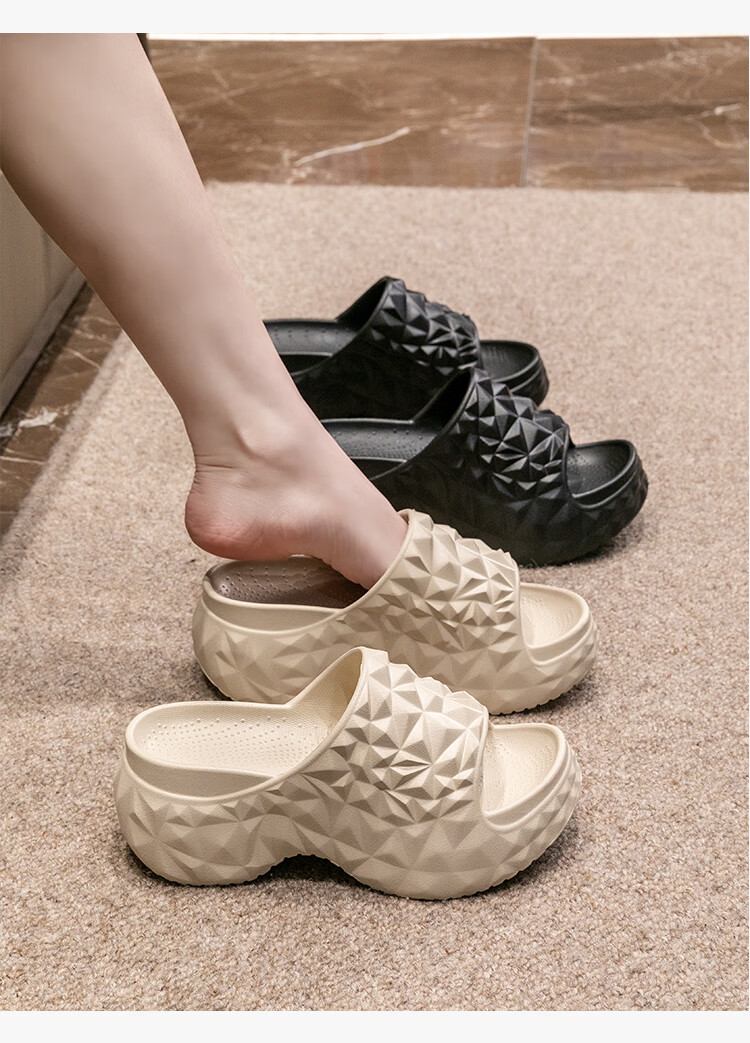 Taxiang Thick-Soled Slippers, Women's Outdoor Wear, Platform Sole, Height-Increasing, Fashionable Single-Strap Sandals, TQ697, Black, Size 35/36 26