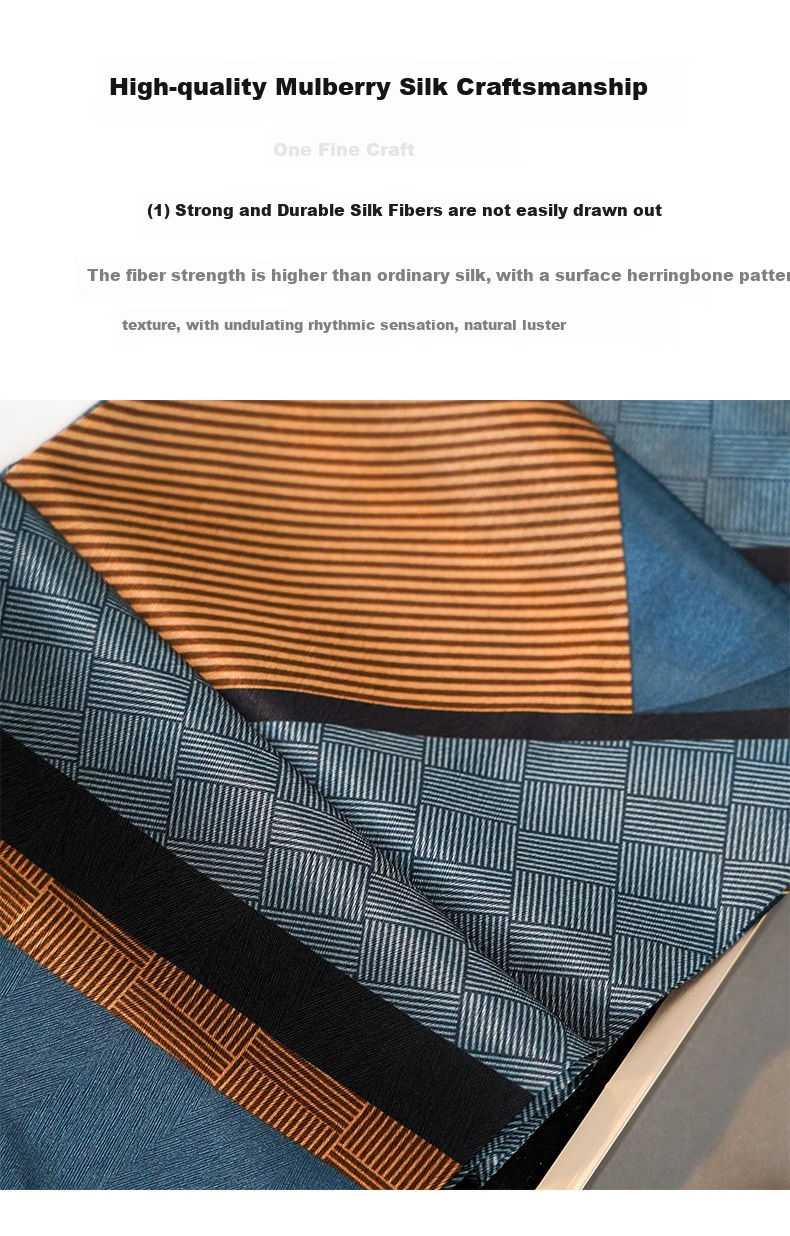 Hangsilu Men's Silk Scarf, Casual Business Style, 16 Meters Long, Double-Layer High-Quality, Birthday Gift, Holiday Present for Dad, Husband, Elders 2
