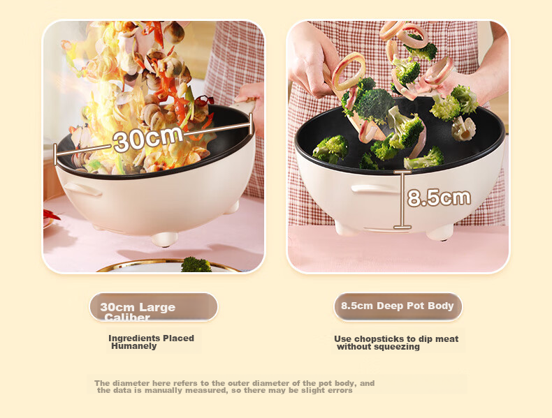 Royalstar Electric Wok, Home Use, 4L Large Capacity, Multifunctional, High Power, All-In for Stir-Frying And Steaming, Electric Cooking Pot, Electric Hot Pot, Electric Steamer, Electric Fire Pot, DCG04W1 with Steamer Basket, Home Appliance 11