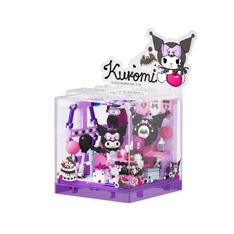 AREA-X Brick Area, Sanrio Trendy Building Block Toy Kuromi Birthday Gift, Sweet Party House AB0071