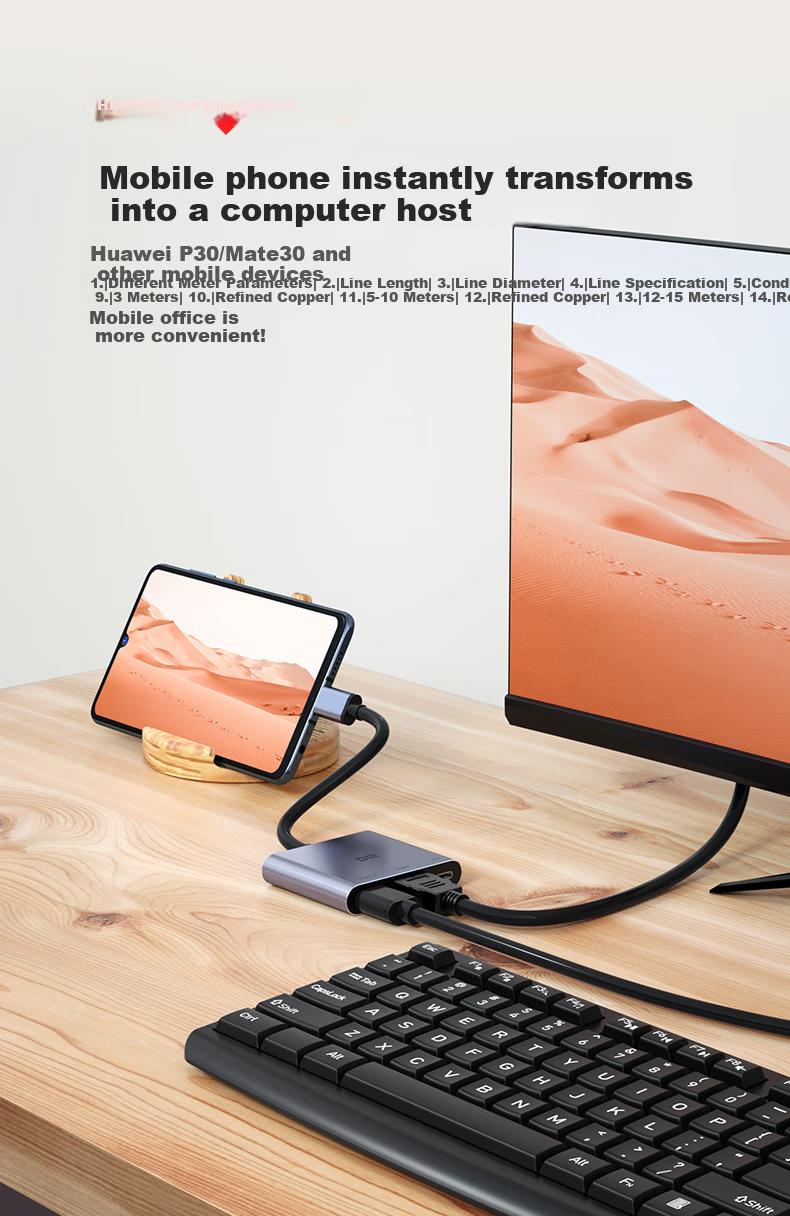 DM Daimai Type-C Three-In Expansion Dock, USB-C to H DM IPD100W/USB3.0 Expansion Integrated Phone Laptop Converter, CHB026 6