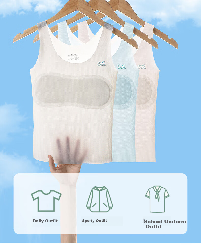Ailier&ouluola Girls' Underwear for Ages 9-12, Puberty Training Bra Camisole Undershirt for Primary And Secondary School Students, Long Style, White, 4XL 9