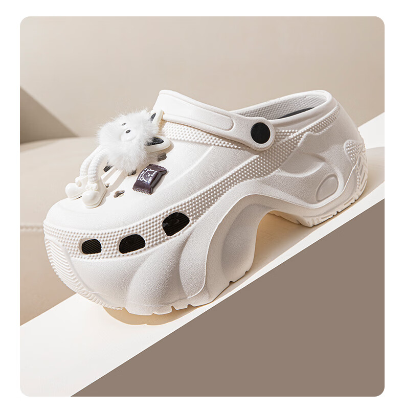 She Enjoy Women's Hole Shoes Beach Sandals 7.0cm Thick Sole Height Increasing Slippers TF305 Black Size 40/41 10