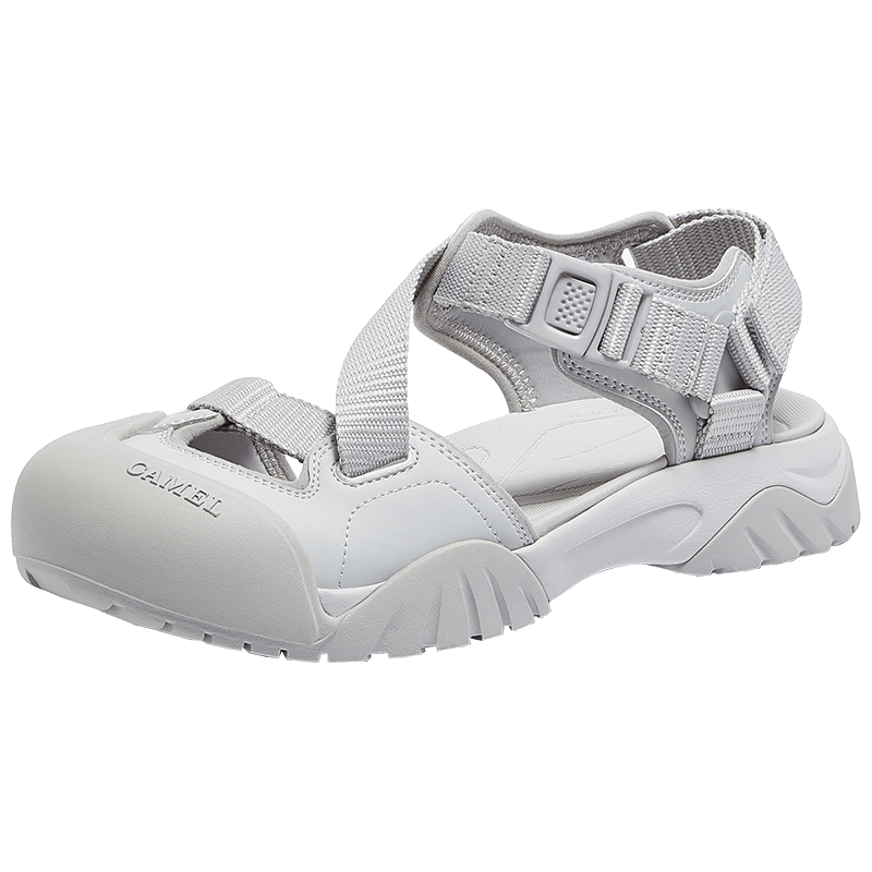 CAMEL Women's Outdoor Sandals Cute Cool Version Colorblock Thick Sole Sandals L25M076016 Light Gray Size 38