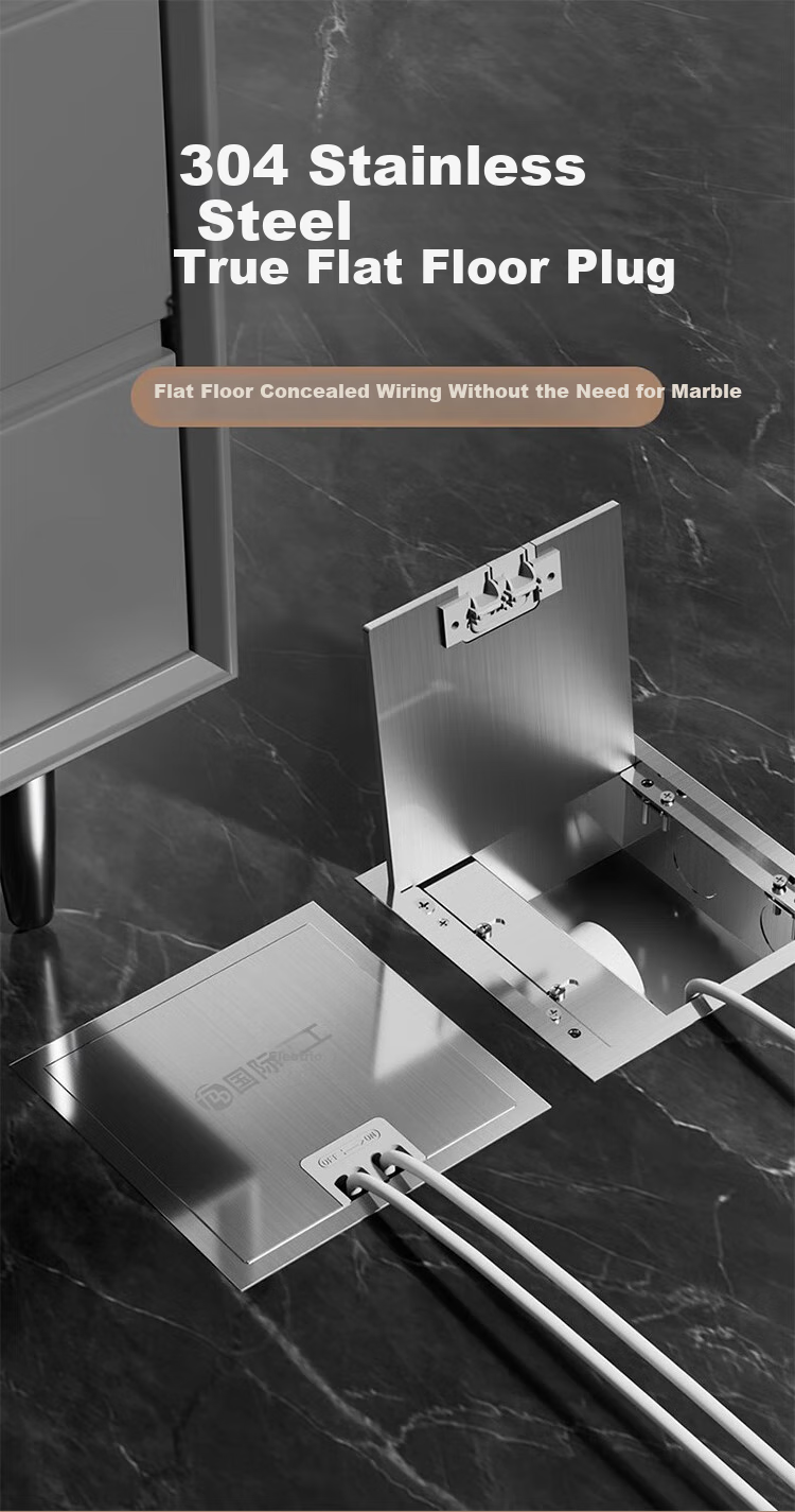 FDD Flat Invisible Floor Socket, Hidden Stainless Steel Waterproof Recessed Floor Socket, Ultra-Thin Floor Socket, Ten-Hole 1