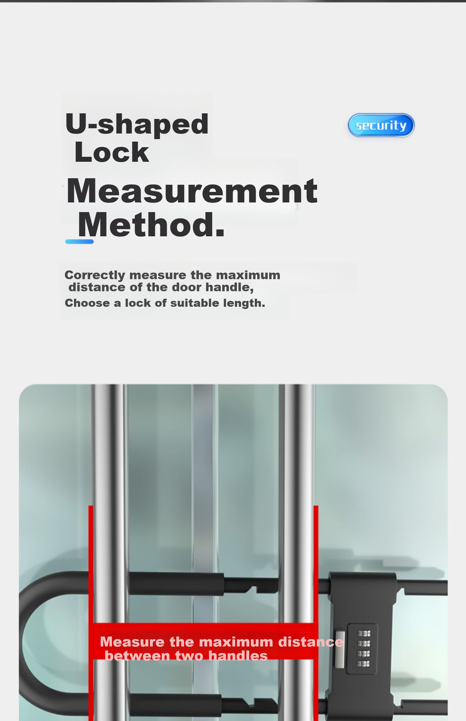 Chugong U-Shaped Lock Password Lock, Glass Door Lock, Anti-Shear And Anti-Pry, Shop Anti-Theft Double-Opening Door Motorcycle U-Shaped Lock Hardware 3