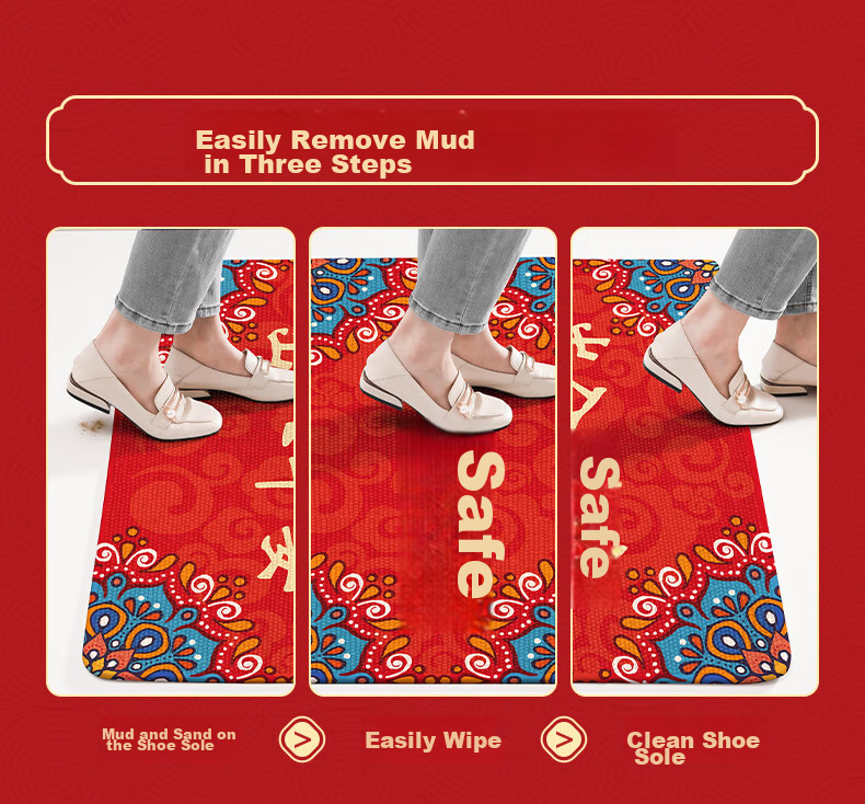 Dajiang Entrance Mat, Doorway Foot Mat, Safe Entry And Exit Mat, Red Festive Doormat, 50x80cm 5