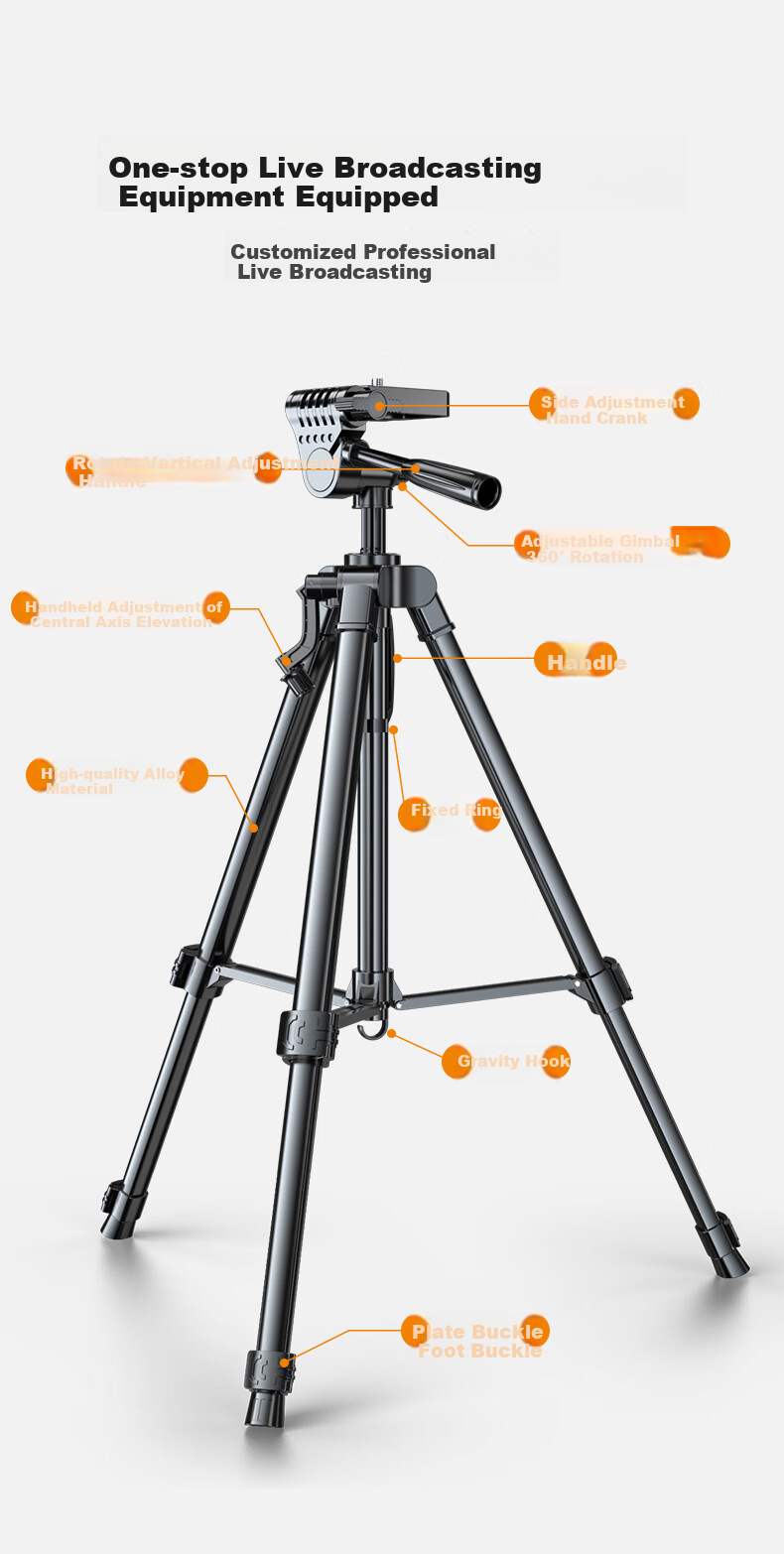 JIAHUACAI Tripod Camera Stand for DSLR, Smartphone, Professional Photography, Portable Mirrorless Camera Tripod with Ball Head for Live Streaming, Photography, Outdoor Travel, Anti-Shake, Suitable for Canon And Sony Cameras 2