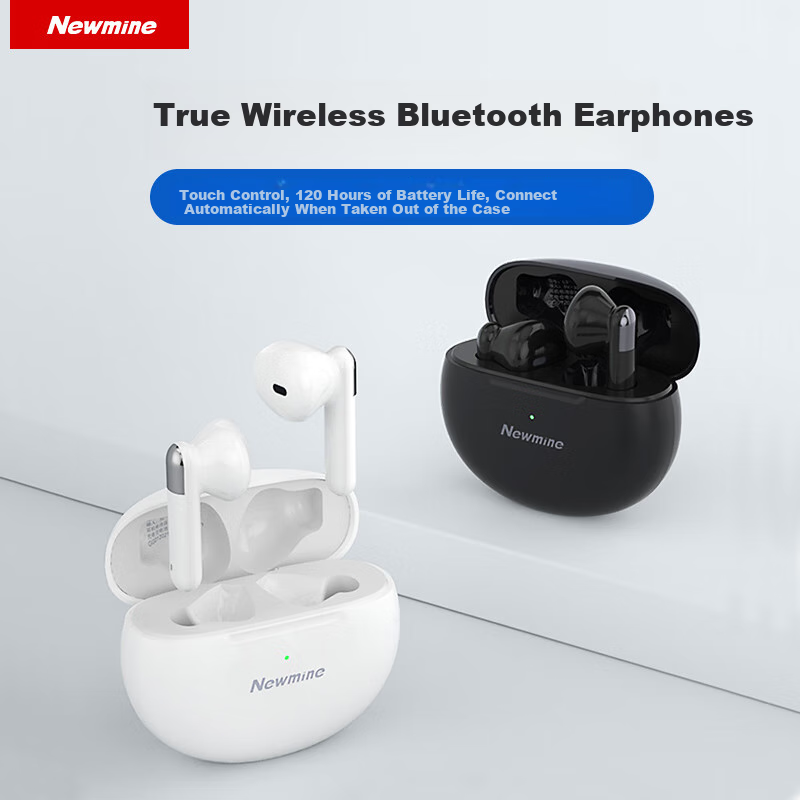 Newmine L3 True Wireless Bluetooth Earbuds, Semi-In Design, Long Battery Life, for Sports And Running, Compatible with Apple, Huawei, Xiaomi Phones, White Color, Wireless Earphones