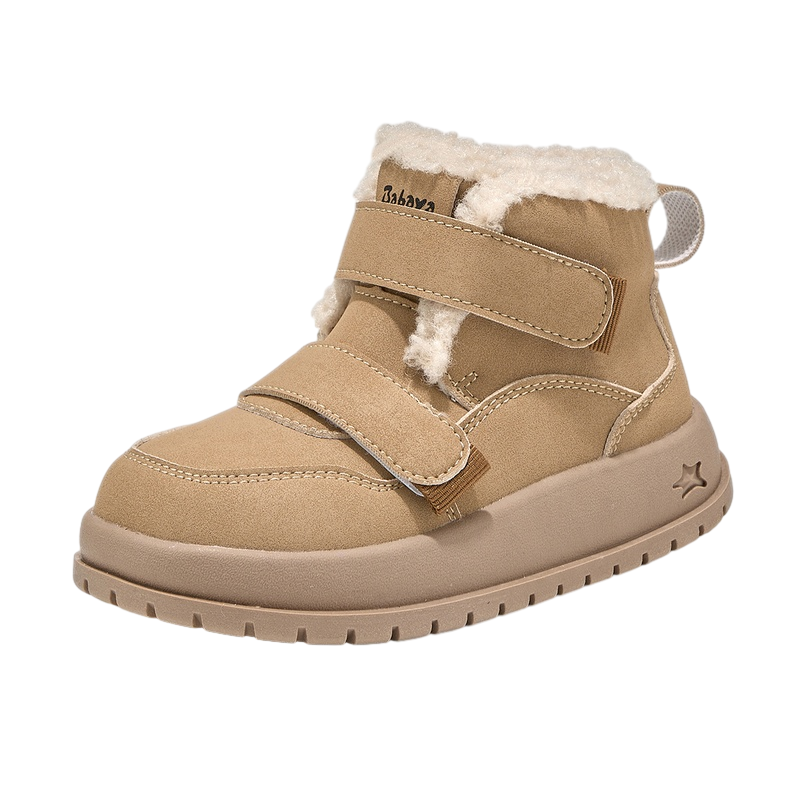 Baba Duck Kids Winter Cotton Shoes Unisex Children Fleece-lined Fashionable Versatile Boots XD-YS50710 Khaki Size 38