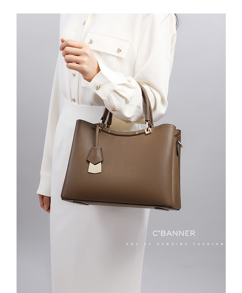 C.BANNER Leather Handbag, Women's Bag, Tote Bag, Large Capacity, Shoulder Crossbody, High-End Birthday Mother's Day Gift, Practical Present for Mom 3