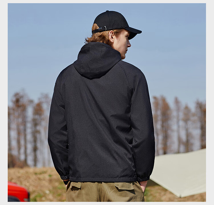 JEEP Spring And Autumn New Men's Jacket, Sporty Trendy Fashion Casual Hooded Versatile Jacket for Men, Black, XL 6