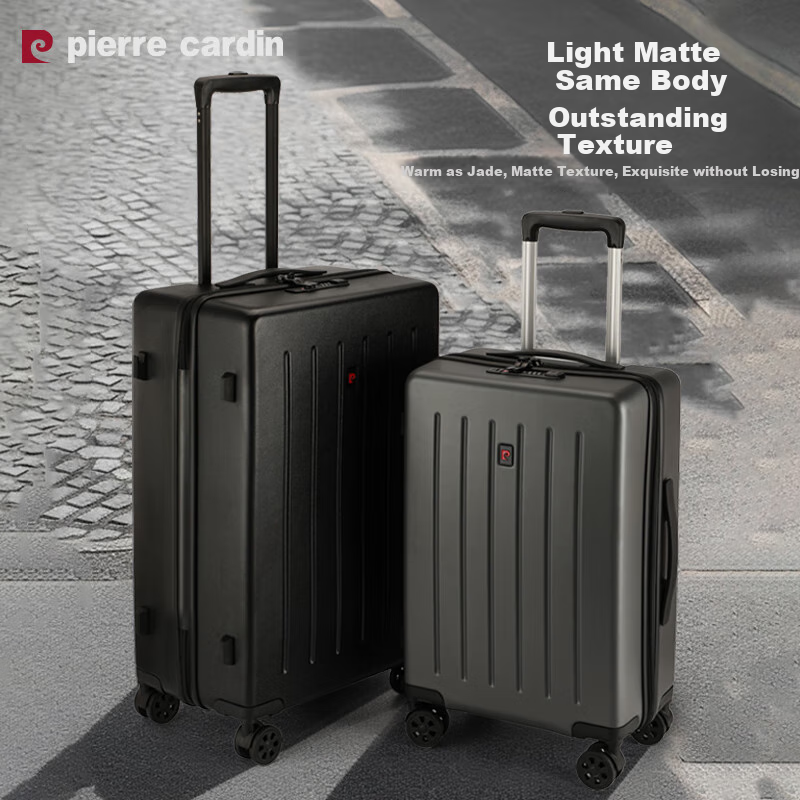 Pierre Cardin French Luggage, Durable And Sturdy Suitcase for Women, Large Capacity Travel Trolley Case with Spinner Wheels, Leather Suitcase with Combination Lock for Men And Students