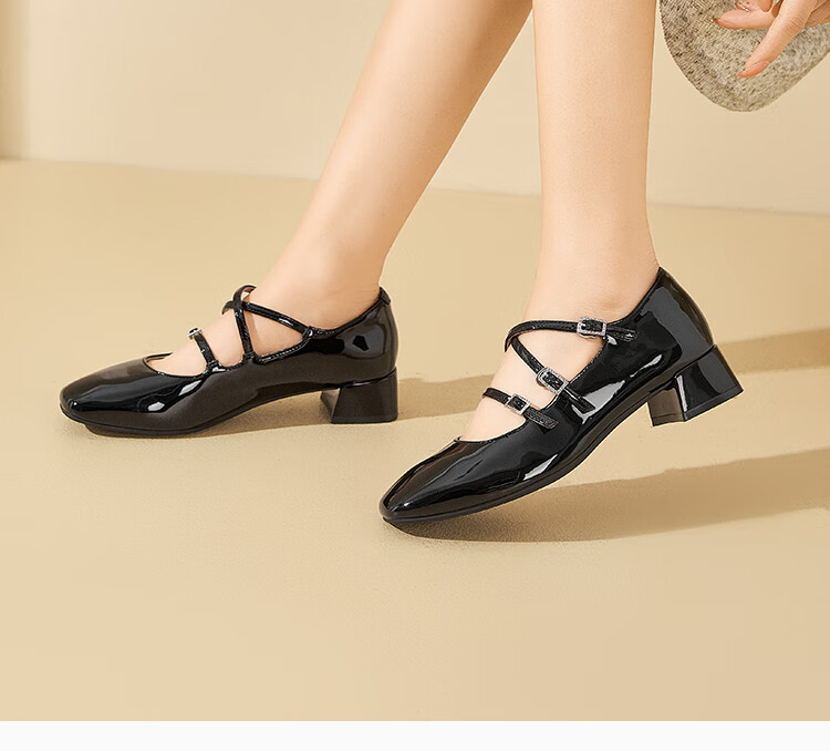 Dusto Mary Jane Shoes for Women, Spring 2025 New Fashion Casual Chunky Heel Ankle Strap Square Toe C0033 6