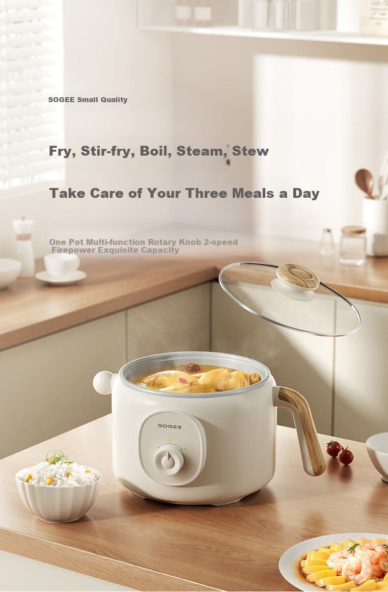 Xiaozhi 2L Electric Cooking Pot, Low-Sugar Rice Cooker, Electric Hot Pot, Small Electric Pot, Dormitory Steamer, Instant Noodle And Hot Pot, Smart Computer-Controlled Multifunctional Pot DZG08DT [New Year's Gift] 2