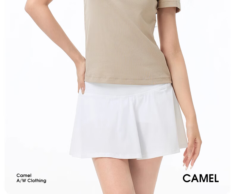 CAMEL Women's Short-Sleeve Polo Shirt, Versatile Slimming Elastic Breathable V-Neck Sports Casual T-Shirt A25BZ01057 M 2