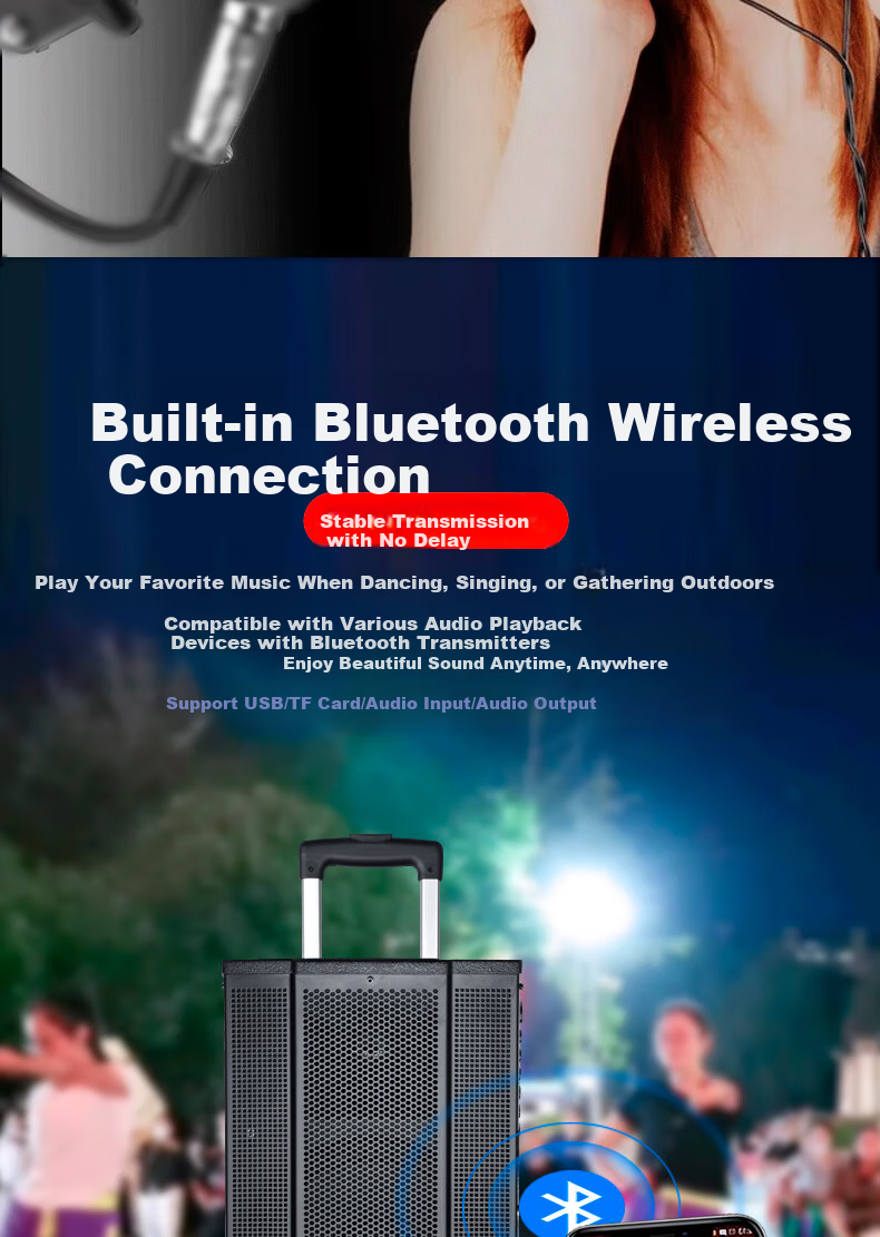 Ailang K52 Square Dance Speaker, Heavy Bass, Home And Outdoor Karaoke, Electric Guitar Folk Acoustic Instrument Speaker, Performance Bluetooth Trolley Speaker with Microphone, 12-Inch 6