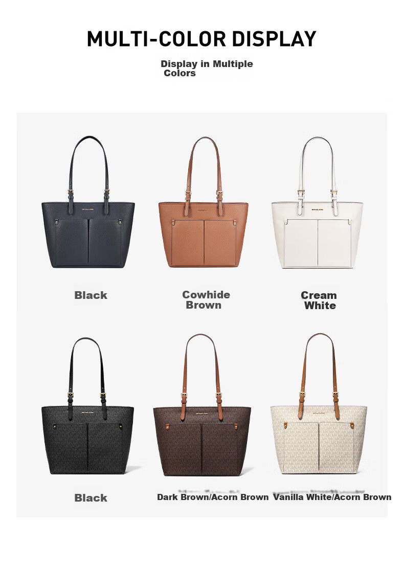 MICHAEL KORS New Year Gift for Girlfriend, Light Luxury MK Women's Handbag JET SET TRAVEL Tote Bag, Medium Size, Cowhide Brow 2