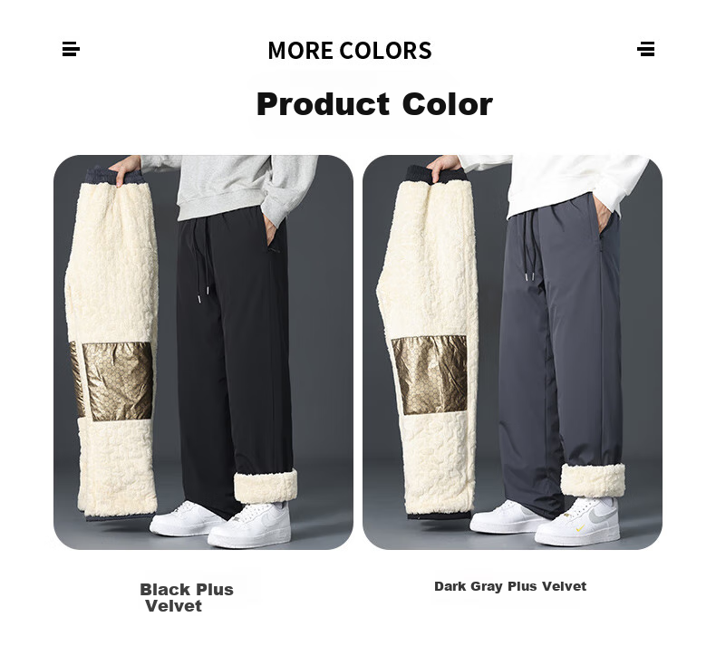 CLOR Lambswool Pants for Men, Autumn And Winter Fleece-Lined Thick Warm Casual Sports Straight-Leg Trousers CL45JR Black 4XL 5
