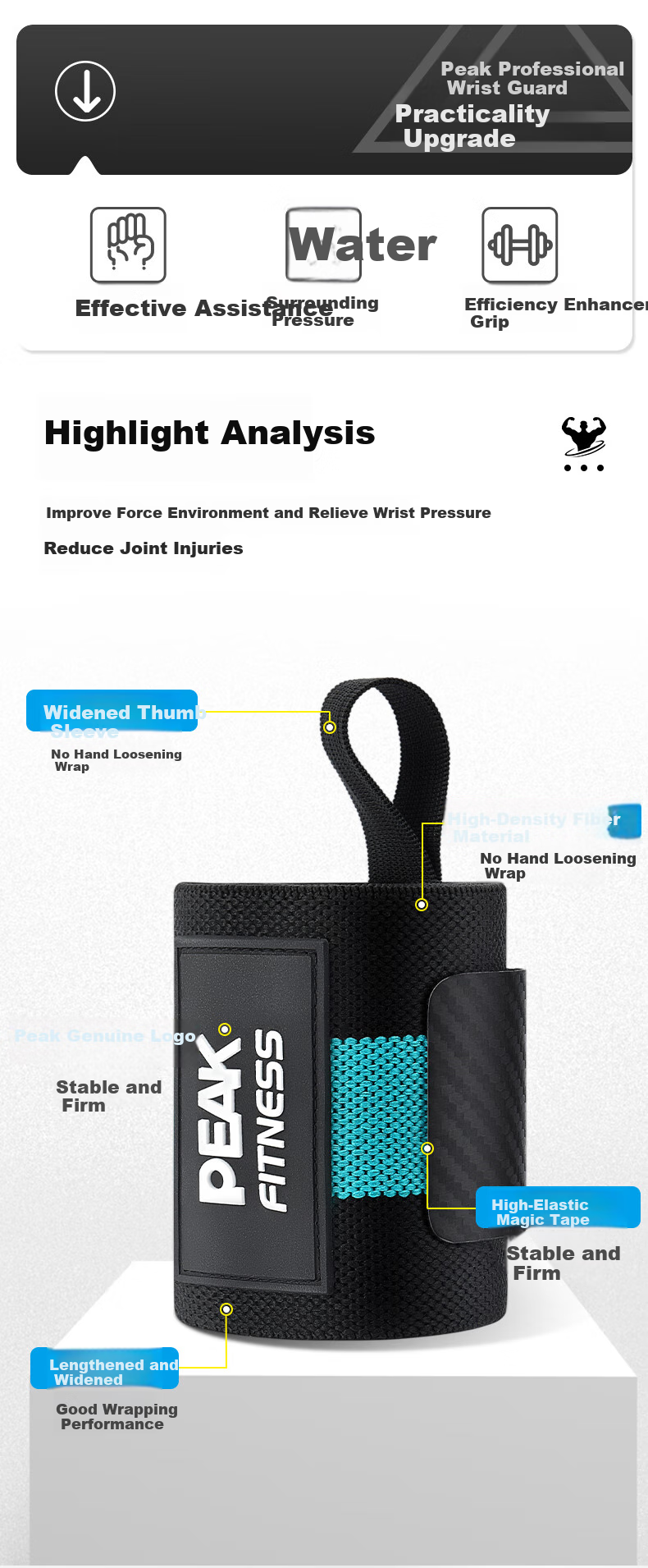 Pike Wrist Support Fitness Bench Press Push-Up Exercise Compression Wristband for Men, Pull-Up Tendonitis Wrist Sprain Protective Gear 2
