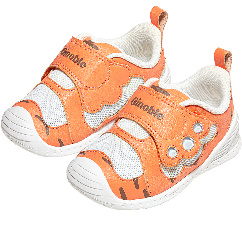 Ginoble Toddler Shoes, Baby Summer Mesh Shoes, for 8-18 Months, Boys And Girls Functional Shoes, GB2438 Orange-Red/white