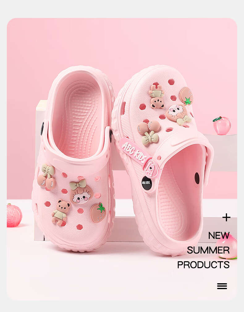 ABC KIDS Girls' Perforated Shoes, Summer Children's Shoes, Cute Girl Beach Sandals, 8603 Pink, Size 40-41 11