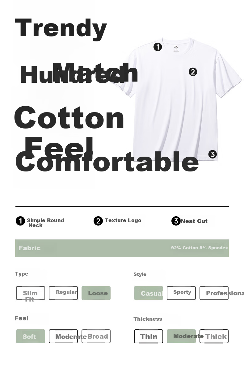 Anta Casual Short Sleeve T-Shirt Unisex Summer Simple Solid Color Crew Neck Sports Base Shirt Loose Fit Couple Top 8
