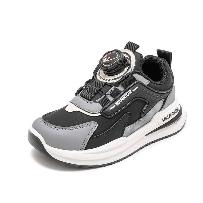 Warrior Children's Shoes Spring And Autumn Style, Boys' Running Shoes, Girls' Soft-Soled Sneakers, WZ(CL)-0633, Black/gray, Size 31