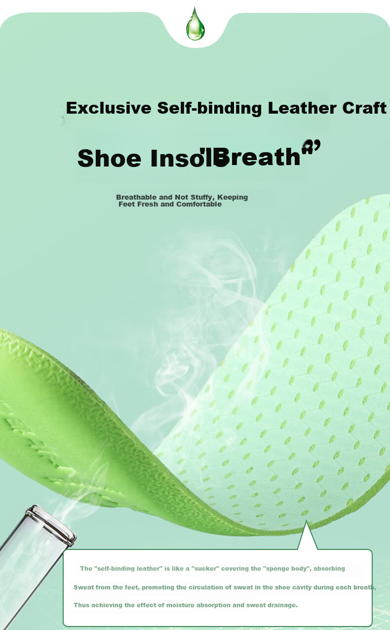 FOOTOPPO Mint Deodorizing Insoles for Men, Odor-Resistant Fragrant Sports Sweat-Absorbing Breathable Work Safety Shoes Long-Lasting Antibacterial Insoles Ultra-Soft Women's 4