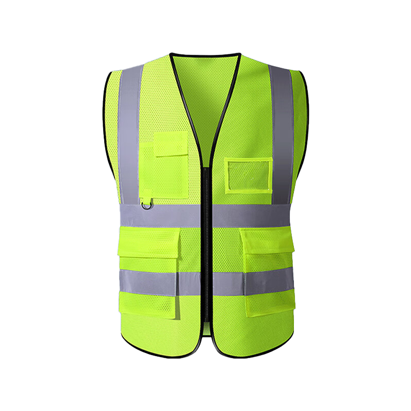 Haosikepu Reflective Vest Construction Warehouse Typhoon Warning Breathable High-Visibility Safety Vest [Same/Next Day Delivery] Fluorescent Green - Mesh Multi-Pocket