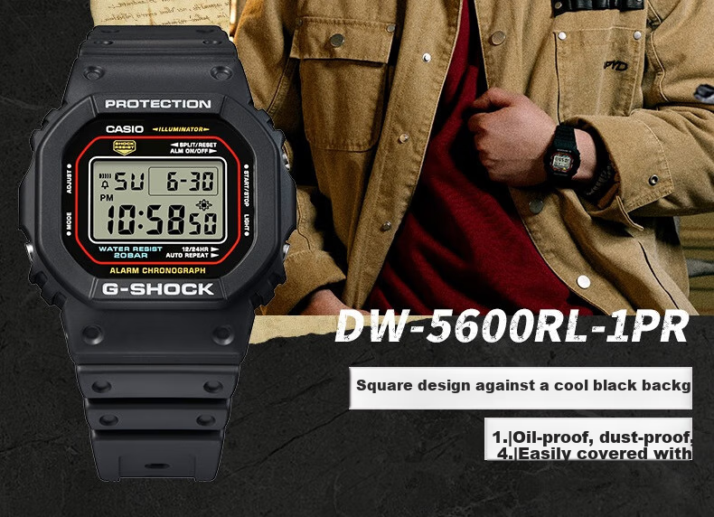 Casio Men's G-SHOCK Watch, Square Digital Sports Watch, Japanese/Korean Style, Gift for Boyfriend, DW-5600RL 7