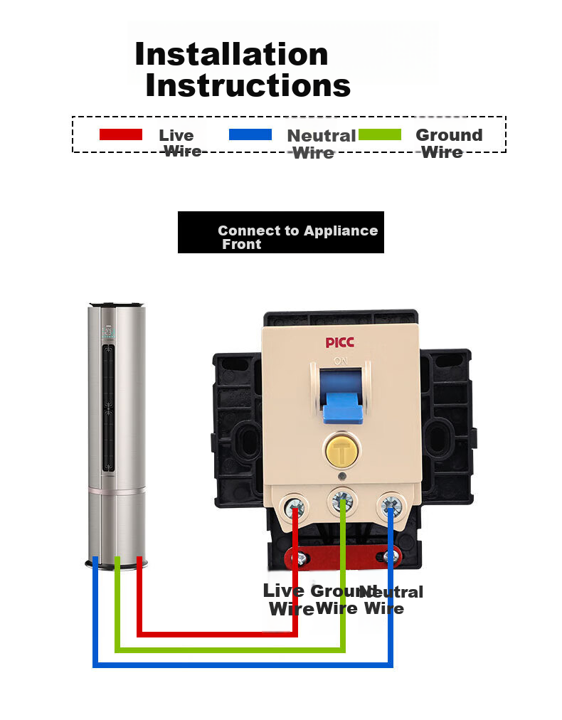 FDD Air Conditioner Water Heater Leakage Protection Switch, Household Leakage Protection Circuit Breaker Panel, 86-Type with Socket, QW-40L, Three-Hole Concealed Installation, 16A 10