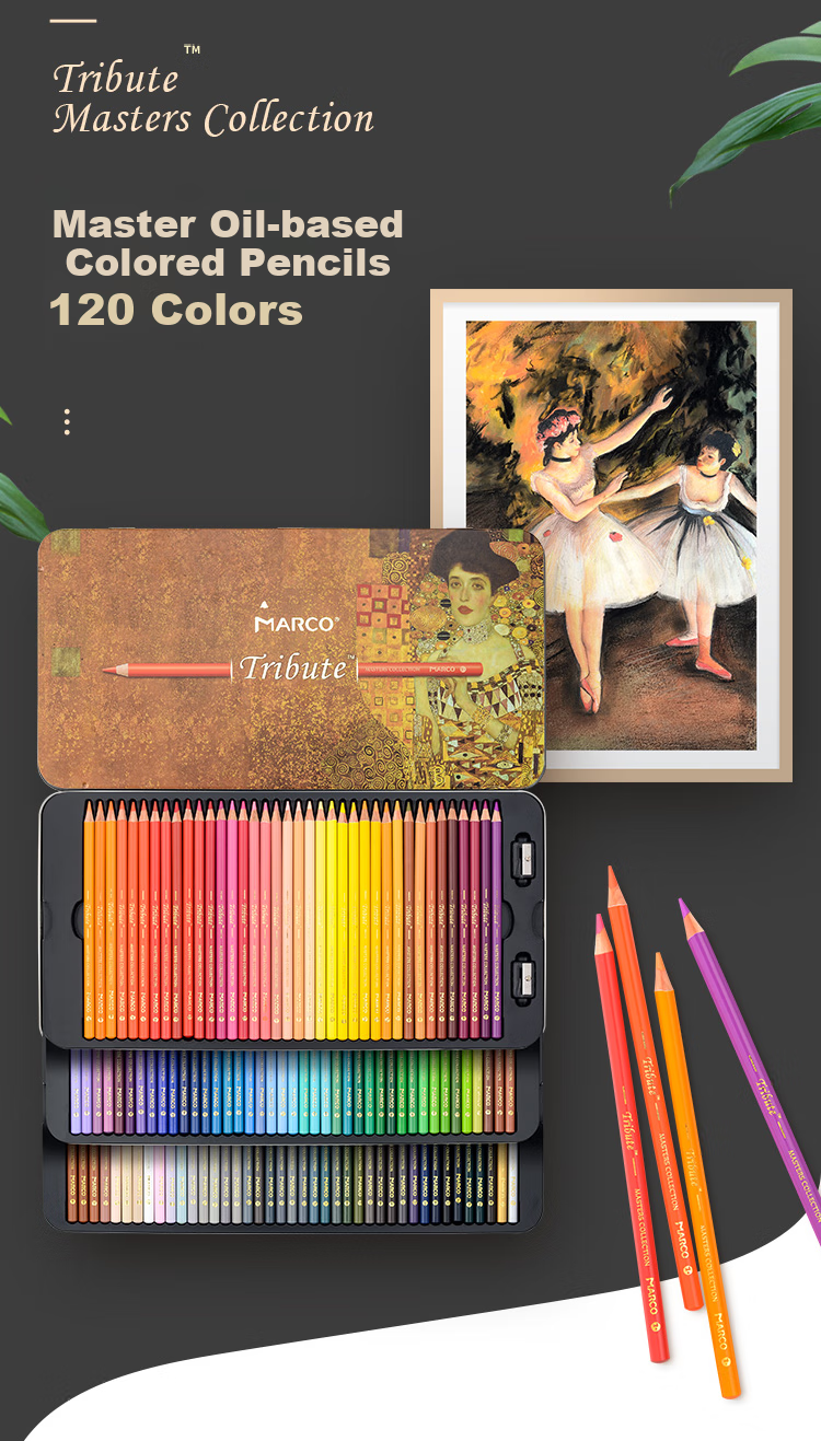 MARCO Master Oil-Based Colored Pencils Art Student Set, Student Colored Pencils Birthday Back-To Gift, Master Gift Box [Charcoal Pencil Set] 4