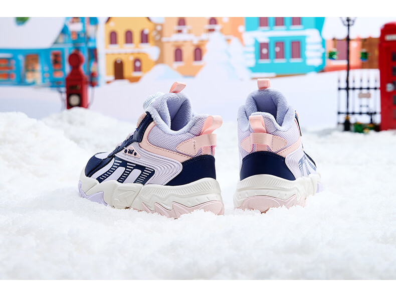 361° Kids Winter Cotton Shoes 24 Size Unisex Toddler Outdoor Warm Fleece Lined Durable Cotton Shoes Purple 30 15