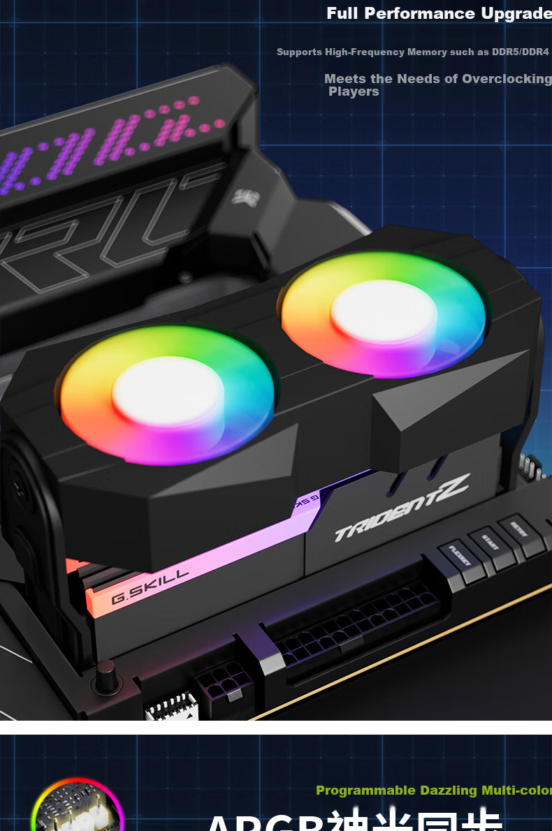 PowerTrain Z-X5 Memory Heatsink Fan, White ARGB Synchronized Tower Case Cooling, Supports DDR5/DDR4/DDR3/DDR2/DDR 2