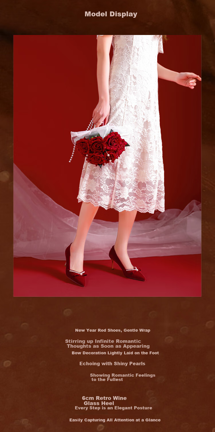 DAPHNE High Heels for Women, Stiletto Pumps, Summer Women's Shoes, Xiuhe Wedding Dress, Toasting Attire, Bridal Shoes, Wedding Shoes, Red, Size 38 2