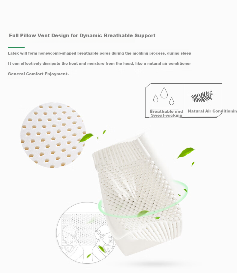 Hengyuanxiang Pillow, Imported from Thailand, Latex Pillow, Deep Sleep Pillow Core, Double Cervical Pillow Core, Whole Head, One Pair 9
