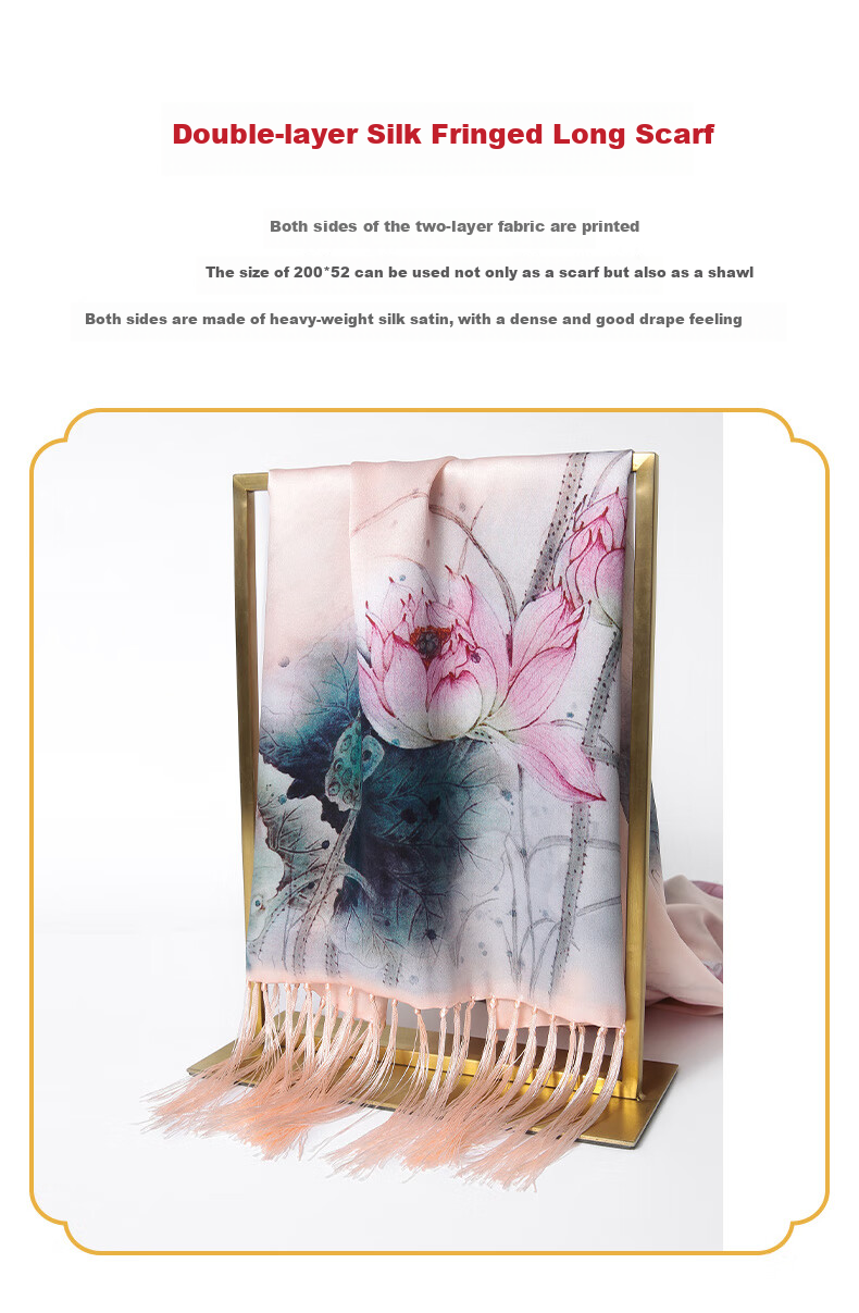 Hangsifu Silk Mulberry Silk Suzhou Embroidery Scarf, Flower Pattern Gift Box, Shawl, Outer Wear, Birthday Gift for Mom, High-End Mid-Autumn Festival Present 28