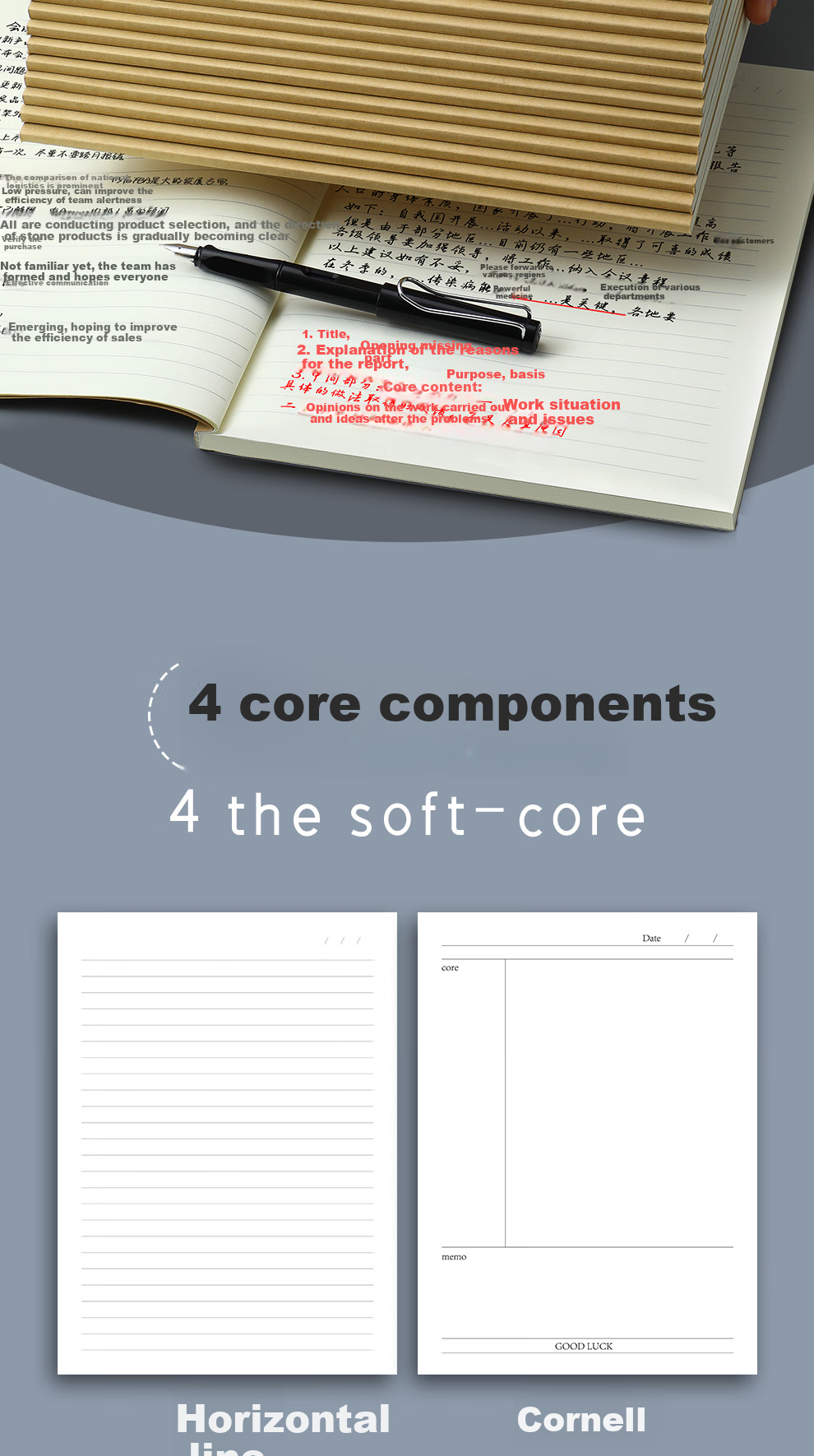 Jiaranheng 10-Pack A4/50 Sheets Kraft Paper Cover Notebooks for College Students, Postgraduate Exam Preparation, High School And Middle School Homework, Large Size Ruled Notebook, Office Temporary Use Notebook 2