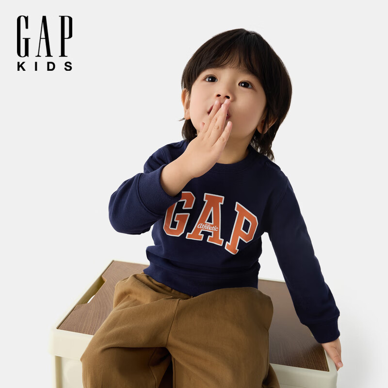 GAP [Same Style for Older And Younger Kids] Boys And Girls Spring Logo Contrast Color Long-Sleeve Sweatshirt 687330