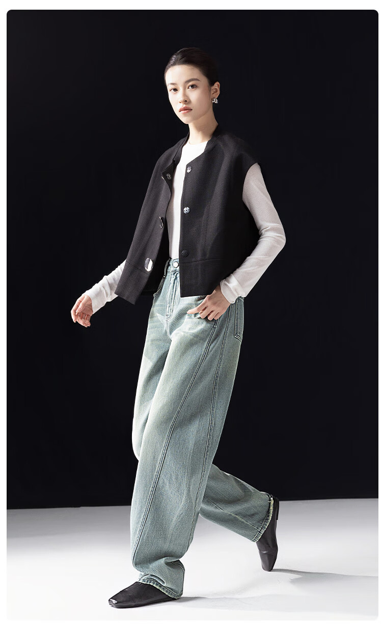 Dme [Stylish Companion] Spring And Autumn Loose Slat-Shaped Semicircular Line Slimming Jeans for Wome 12