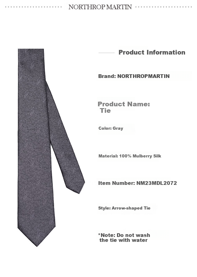 NORTHROP MARTIN High-End Silk Tie for Men, Business Formal Wear, Suit Hand-Tied, Elegant Deep Gray Color, Wedding Gift Box 3