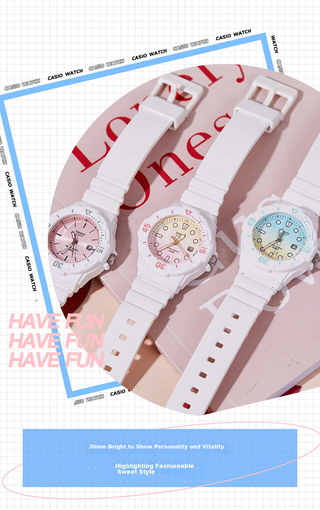 Casio Watch for Female Students, Exams, Children, Analog Night Light, Sports Waterproof Quartz Watch for Men And Women LRW-200H 3